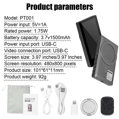 Revolutionary Wireless Magnetic Monitor Screen for Effortless Smartphone Selfie Vlogging and Live Streaming